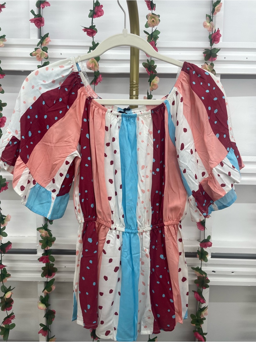 André by Unit- Polka Dot Striped Multicolor Top